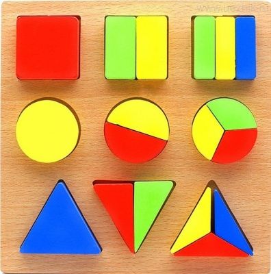 Планшет "Дроби" (2 вида) круг, квадрат, шестиугольник