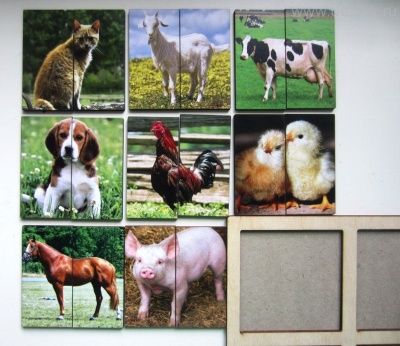 Картинки-половинки "Домашние животные" (2 планшета) 