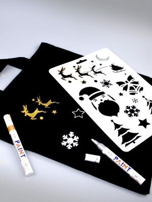 Набор для декорирования "Шоппер Новогодний "Детский" + 2 текстильных маркера"