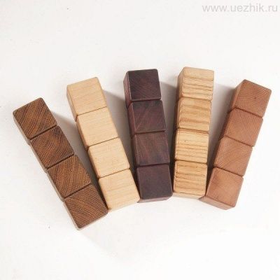 Деревянные кубики, 5 пород (20 шт) 