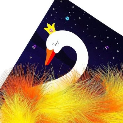 Набор для творчества Bondibon Аппликация "Лебедь" с перьями и стразами 