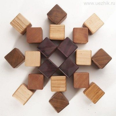 Деревянные кубики, 5 пород (20 шт) 